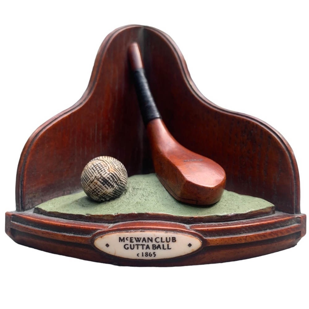 ENESCO VTG Golf Bookends Sculpture Philp Club Feathery McEwan Club Gutta Ball - Picture 6 of 9